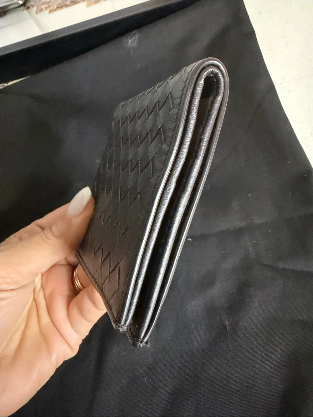 Authentic Bottega Veneta Intrecciato Bifold Wallet Dark Brown